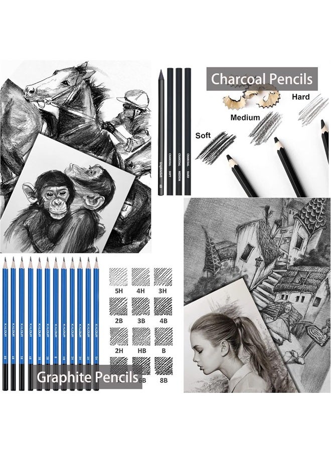 KALOUR - Kalour 96 Pack Drawing Set Sketching Kit,include 72 Colored Pencils and 24 Sketch Kit with Sketch Book,Art Supplies for Drawing,Sketching and Coloring,Ideal for Beginner,Artists and Adults - Image 1