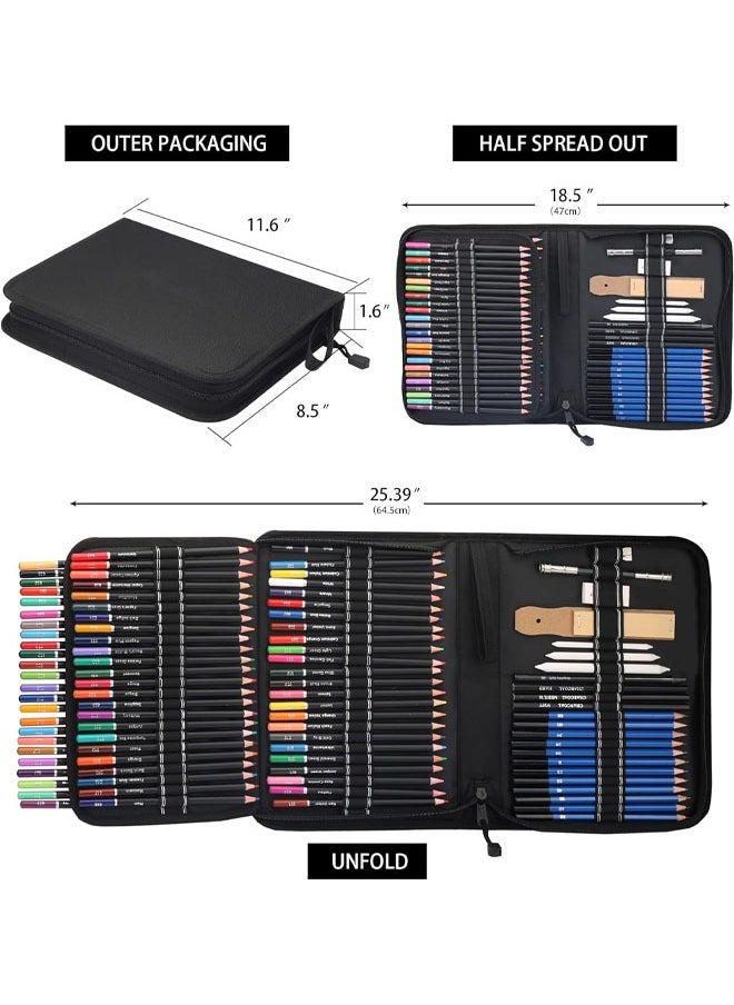 KALOUR - Kalour 96 Pack Drawing Set Sketching Kit,include 72 Colored Pencils and 24 Sketch Kit with Sketch Book,Art Supplies for Drawing,Sketching and Coloring,Ideal for Beginner,Artists and Adults - Image 1