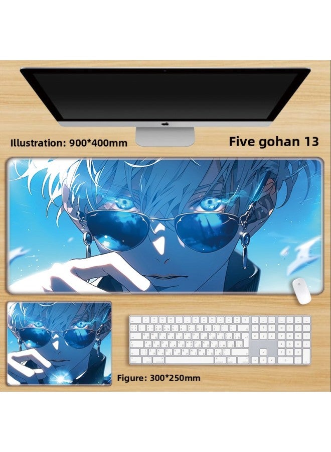 Unlocked Gojo Satoru Mouse Pad Extra Large Spell Return Home Animation Large Girls Computer Keyboard Office-Color:100x50cm Thickness 3mm-Pattern:Five Gohan 13  - Image 1