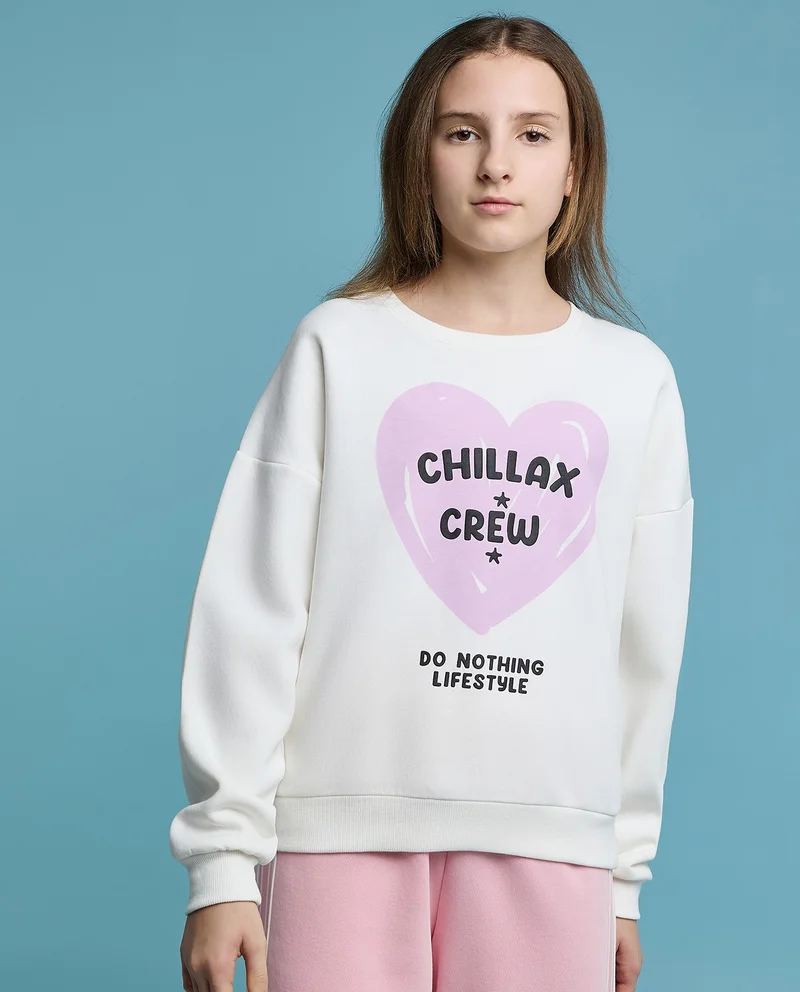 أر أند بي Printed Sweatshirt with Crew Neck and Long Sleeves