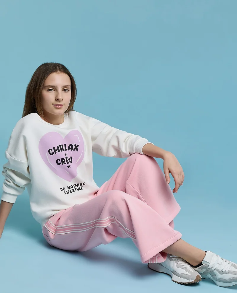 أر أند بي Printed Sweatshirt with Crew Neck and Long Sleeves
