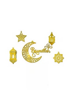 6 قطع زينة رمضان، زخرفة أكريليك بمناسبة رمضان كريم، قلادة عيد مبارك على شكل نجوم وأقمار، زينة رمضان للتعليق على الجدران والنوافذ والأشجار