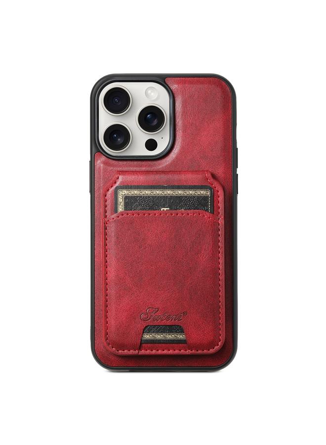 Suteni Case For iPhone 15 Pro H15 MagSafe Oil Eax Leather Detachable Wallet Back Phone Case - Image 1