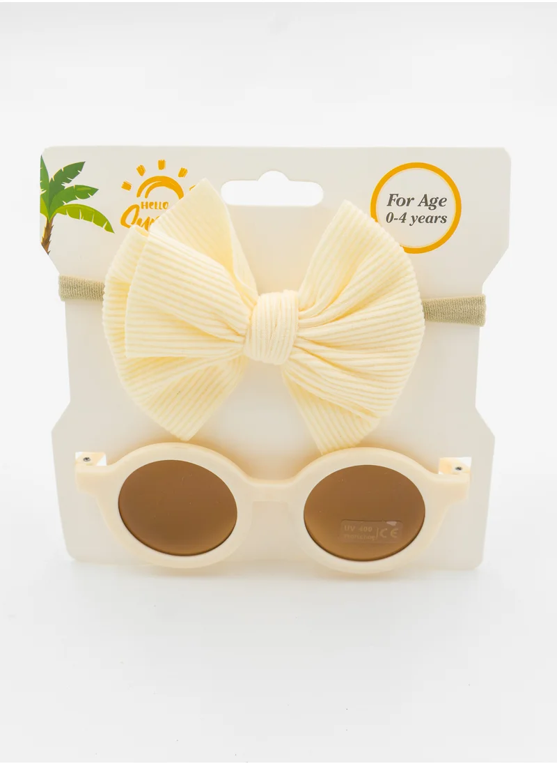D'Daniela Glasses and Headband Set For Babies and Girls Cream Colour