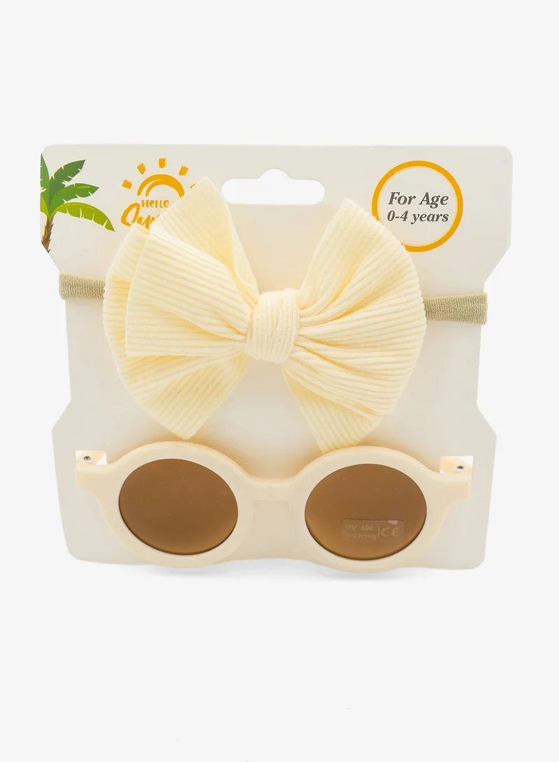 D'Daniela Glasses and Headband Set For Babies and Girls Cream Colour