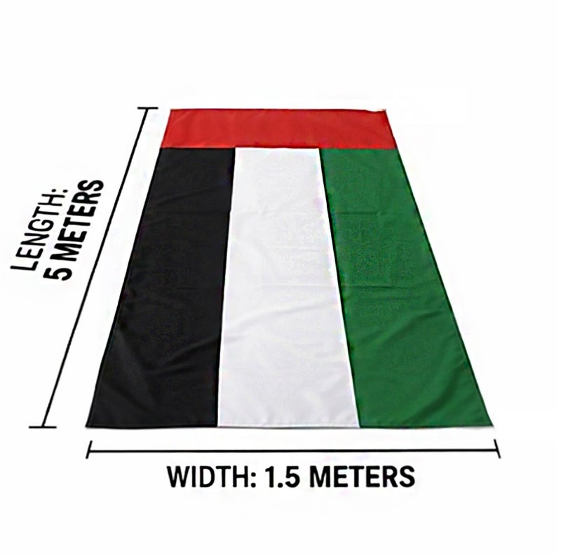 MARK STORE UAE Flag  for National Day 5 Meter Length, 1.5 Meter Width Premium Quality UAE Flag for National Day - Image 2