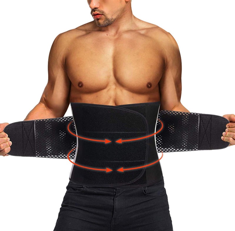 TAILONG Neoprene Waist Trimmer Ab Belt for Men Waist Trainer Corset Slimming Body Shaper Workout Sauna Hot Sweat Band (Black with Band, 3X-Large) - Image 1