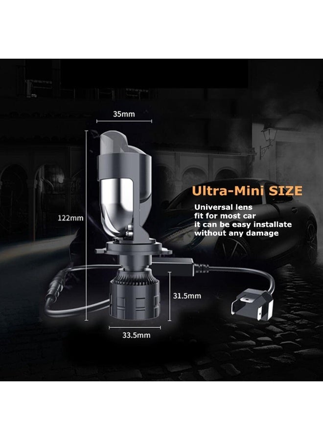WALALLA H4 LED Auto Headlight Bulbs With Projector 30000LM Extremely Bright 6000K White Hi-Lo Beam Function with Clear Cut Off Line, H4/9003/HB2 Mini Projector Lens Retrofit Kit - Image 4