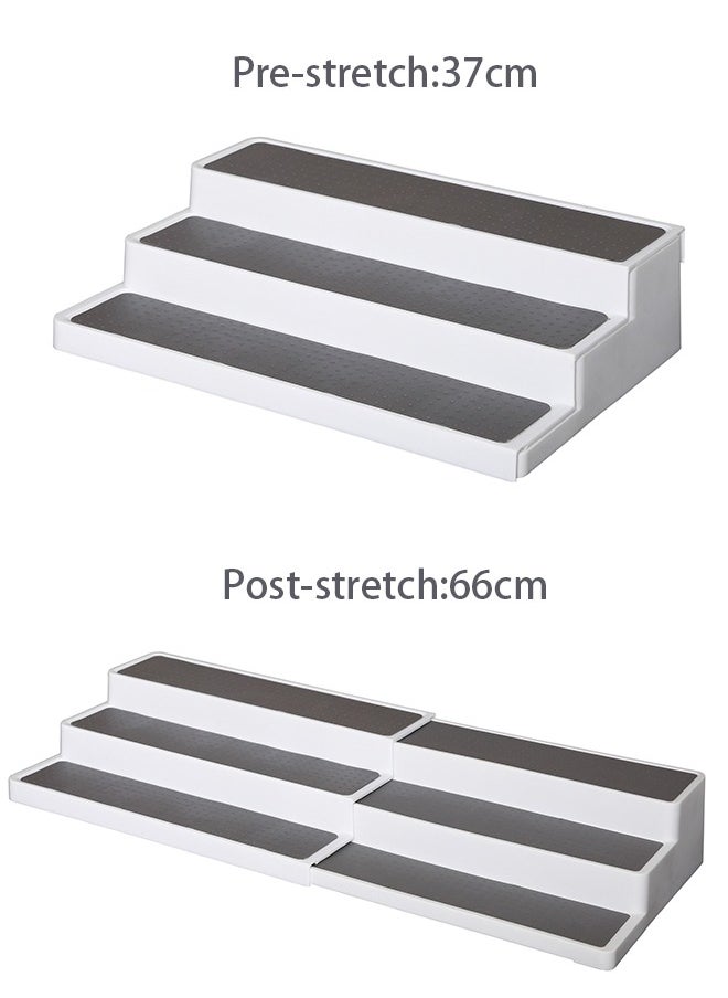 3 Tiers Expandable Spice Rack Non-Skid Modern Design Cabinet Step Shelf Organizer for Countertop Pantry and Cabinet