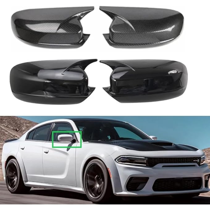 rayihni Wing Mirror Cover Carbon Fiber Effect 2Pcs Side Door Mirror Cover Sturdy High Strength For Car Accessories For Dodge Charger 20112020 - Image 2