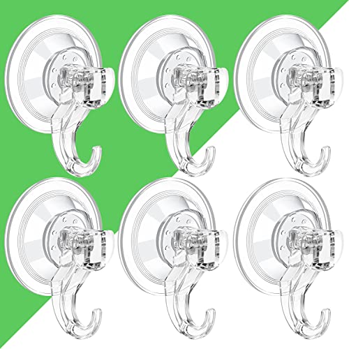 LUXEAR Suction Cup Hooks - 6 Pack Suction Hooks Reusable Powerful Waterproof - Clear Removable Suction Hanger for Christmas Wreath, Shower,Tile,Bathroom,Towel,Kitchen - Image 1