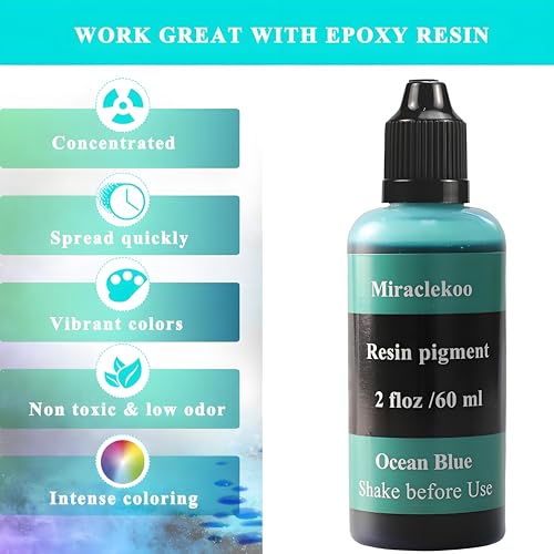 Miraclekoo Ocean Blue Epoxy Resin Color Dye Colorant Liquid Epoxy Resin Pigment,60ml,Translucent - Image 3