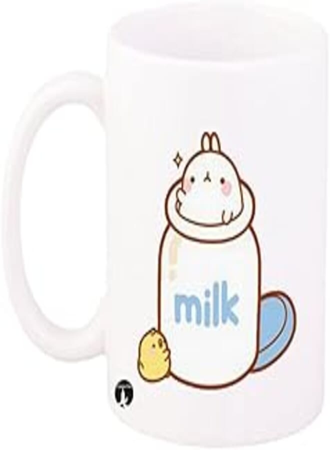 RYN A Rabbit Design Mug White/Blue/Brown 11ounce
