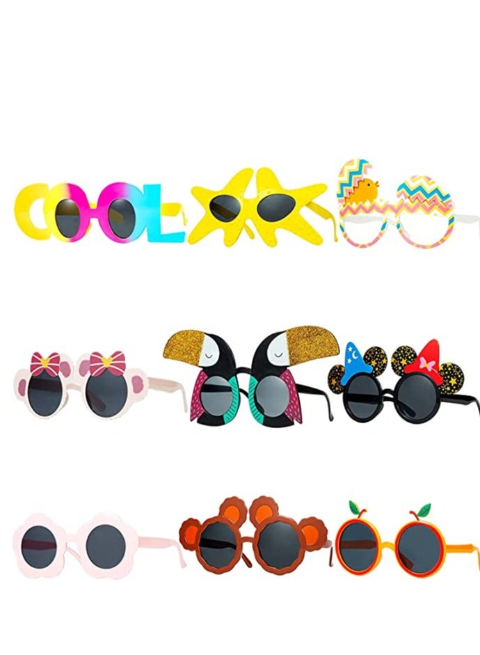 SYOSI Party Sunglasses 9 Pairs Funny Hawaiian Glasses Novelty Giant Fancy Summer Kids Favors Tropical Dress photo booth props Beach Themed Supplies Decoration - Image 1