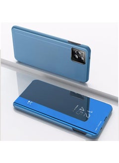HuHa Case Cover For OPPO A72 5G / A73 5G / A53 5G Global Version Plated Mirror Horizontal Flip Leather Case with Holder Blue 