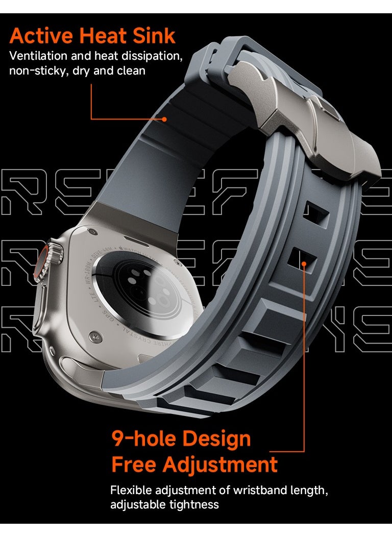 Generic - Sport Durable Rugged Watch Band Designed for Apple Watch Ultra 1/2 49mm 46mm 45mm 44mm 42mm, Soft Silicone Strap with Metal Buckle for iwatch Series 10 9 8 7 6 5 4 3 2 1 SE - Image 1
