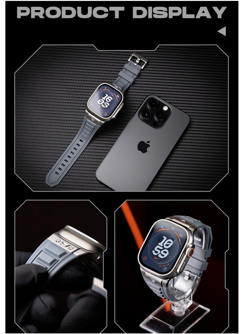Generic - Sport Durable Rugged Watch Band Designed for Apple Watch Ultra 1/2 49mm 46mm 45mm 44mm 42mm, Soft Silicone Strap with Metal Buckle for iwatch Series 10 9 8 7 6 5 4 3 2 1 SE - Image 1