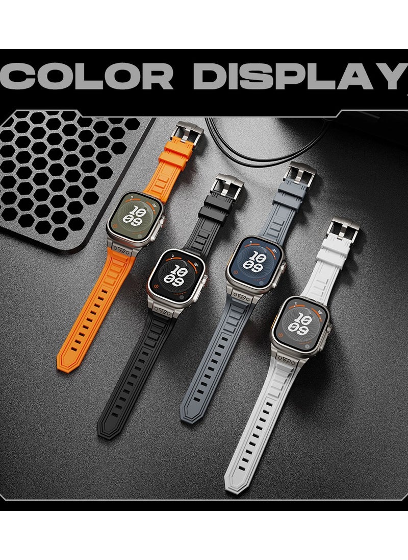 Generic - Sport Durable Rugged Watch Band Designed for Apple Watch Ultra 1/2 49mm 46mm 45mm 44mm 42mm, Soft Silicone Strap with Metal Buckle for iwatch Series 10 9 8 7 6 5 4 3 2 1 SE - Image 1