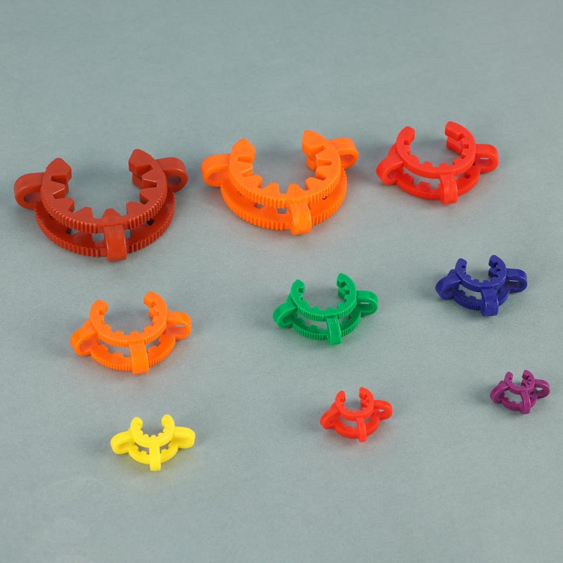 StonyLab Plastic Joint Clips Set, 9 pcs Keck Clamp Lab Keck Clips 10/12/14/19/24/29/34/40/45mm for Glass Standard Conical Interface Clip Ground Glass Joint, Multi Size and Colors - Image 5