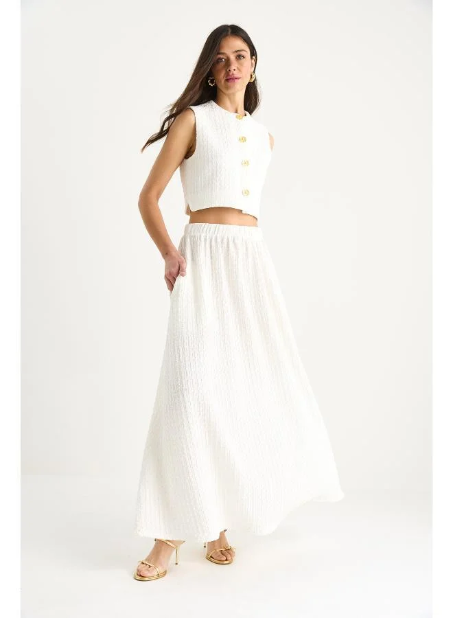 Ginger Button Up Vest & Skirt Coord Set