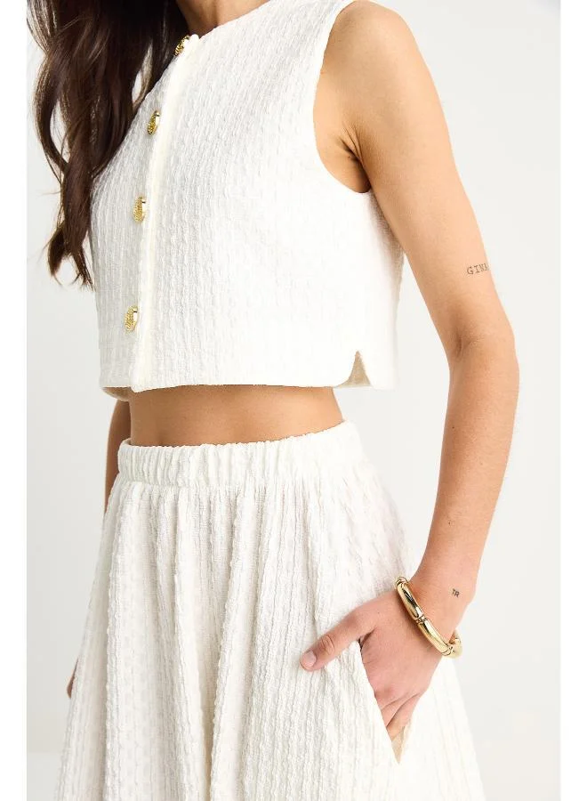 Ginger Button Up Vest & Skirt Coord Set