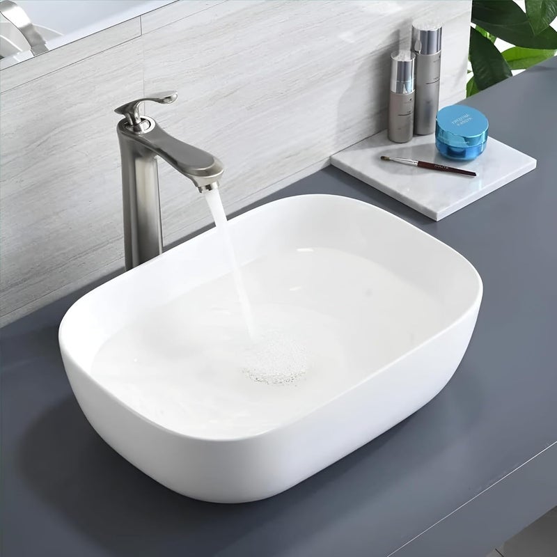 SYON Syon CYBER Premium Ceramic Table Top Wash Basin for Bathroom Living Room 18 inch x 13 inch  - Image 3