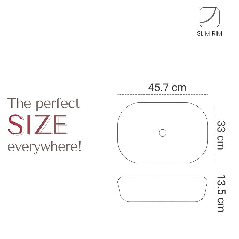 SYON Syon CYBER Premium Ceramic Table Top Wash Basin for Bathroom Living Room 18 inch x 13 inch  - Image 4