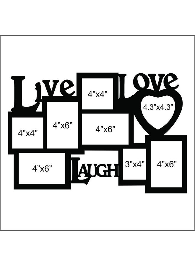 PICRAZEE MDF Wall Collage Photo Frame for Multiple Photos in a Single Frame Family Picture Frame Wall Décor for Living Room, Bedroom & Gifts (D6-LiveLoveLaugh) - Image 3