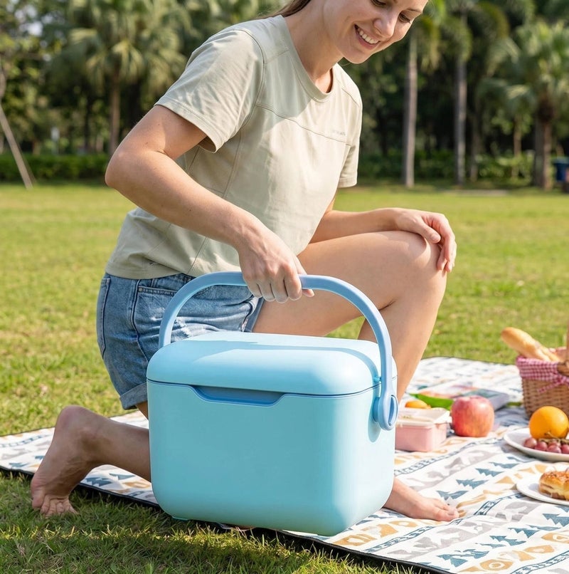 Bluejw Cooler Box Small Beach and Camping Cooler With Adjustable Handle Insulated Box Portable Mini Cooler Outdoor Picnic Portable Handheld Shoulder Strap Food Insulation Cooler Box 5L Suitable for Camping BBQ Fishing Beach Picnic - Image 1