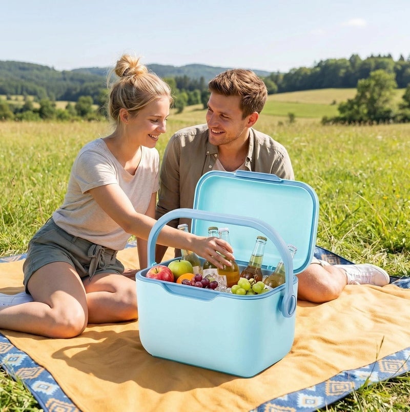 Bluejw Cooler Box Small Beach and Camping Cooler With Adjustable Handle Insulated Box Portable Mini Cooler Outdoor Picnic Portable Handheld Shoulder Strap Food Insulation Cooler Box 5L Suitable for Camping BBQ Fishing Beach Picnic - Image 4