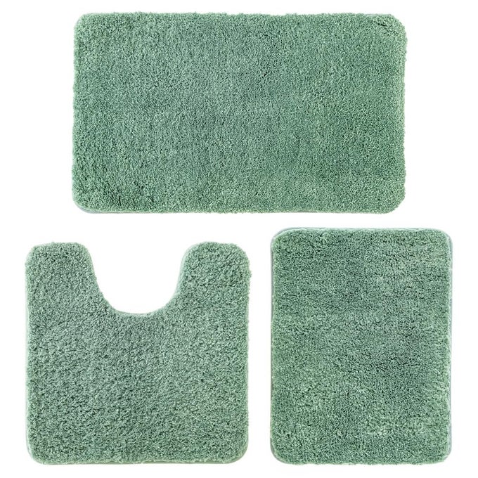 3 PIECES BATHROOM RUGS AND MATS SETS EXTRA THICK NON SLIP MICROFIBER BATH MATS AND USHAPED CONTOUR TOILET RUG FOR BATH ROOM FLOOR RESTROOM20X3016X2420X20 SAGE GREEN