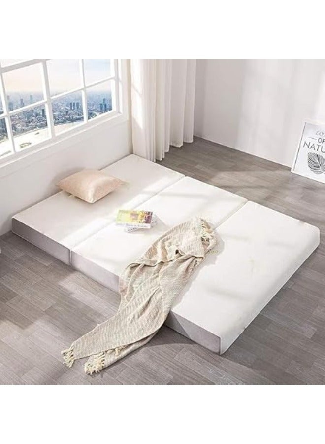 KUSTOMDECO Kustom Deco Tri Folding Mattress Twin Size with Storage Bag, Foldable Memory Foam Topper Portable Floor Guest Bed with Removable Cover, Breathable Washable (Double Size - W 120 x L 180 x H 10 cm) - Image 2