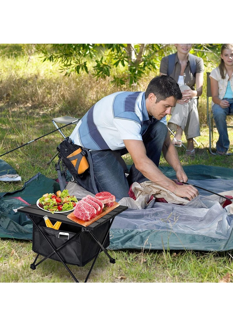 SYOSI Portable Lightweight Camping Folding Table, with Storage Bag, Camping Side Table with Aluminum Table Top, Water-Proof Beach Table, Easy Carrying for Camp, Beach, Picnics, Hiking, Fishing  - Image 2