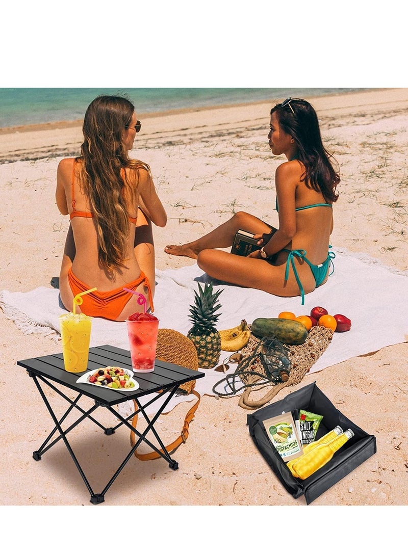 SYOSI Portable Lightweight Camping Folding Table, with Storage Bag, Camping Side Table with Aluminum Table Top, Water-Proof Beach Table, Easy Carrying for Camp, Beach, Picnics, Hiking, Fishing  - Image 5