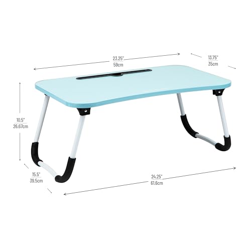 Mind Reader Lap Desk Laptop Stand, Bed Tray, Folding Legs, Couch Table, Portable, MDF, 23.25" L x 13.75" W x 10.5" H, Blue - Image 3