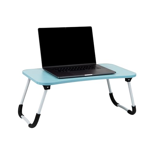 Mind Reader Lap Desk Laptop Stand, Bed Tray, Folding Legs, Couch Table, Portable, MDF, 23.25" L x 13.75" W x 10.5" H, Blue - Image 1