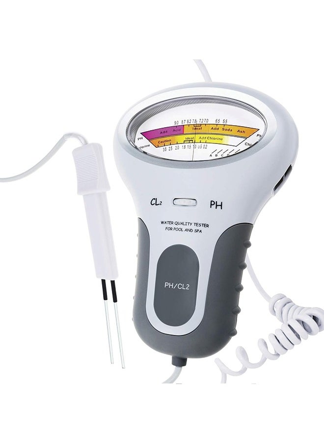 2 in 1 Water Quality Tester Dual Scale PH and Chlorine Level CL2 Tester Meter for Swimming Pool,Hydroponics, Pools, Spas, Drinking Water Analysis Monitor PH Chlorine Tester Kit