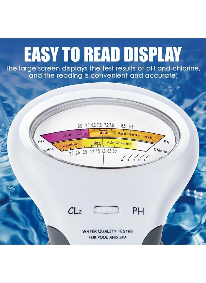 2 in 1 Water Quality Tester Dual Scale PH and Chlorine Level CL2 Tester Meter for Swimming Pool,Hydroponics, Pools, Spas, Drinking Water Analysis Monitor PH Chlorine Tester Kit