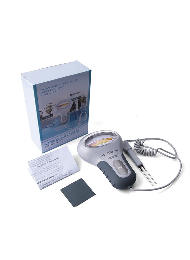 2 in 1 Water Quality Tester Dual Scale PH and Chlorine Level CL2 Tester Meter for Swimming Pool,Hydroponics, Pools, Spas, Drinking Water Analysis Monitor PH Chlorine Tester Kit