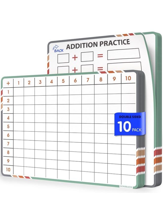 Scribbledo Addition Math Practice 9”X12” Small White Board Dry Erase Sheets Math Manipulatives 1St Grade Addition Math Homeschool Supplies Teacher Students Classroom Pack Of 10 Sheets  - Image 1