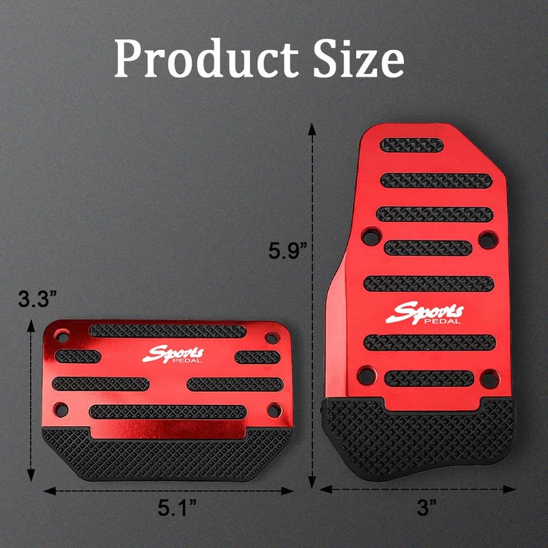 deemars 2PCS Car Non-Slip Aluminum Alloy Pedal Pads, Car Pedal Covers, Manual Transmission Brake Pedal Covers, Universal Pedal Pads Set Car Replacement Accessories Compatible with Car SUV ATV - Image 2