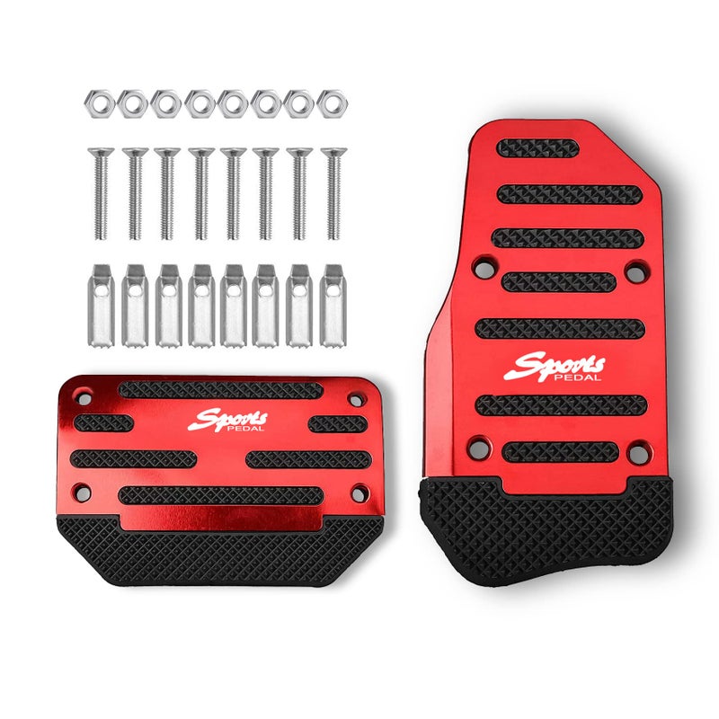 deemars 2PCS Car Non-Slip Aluminum Alloy Pedal Pads, Car Pedal Covers, Manual Transmission Brake Pedal Covers, Universal Pedal Pads Set Car Replacement Accessories Compatible with Car SUV ATV - Image 1