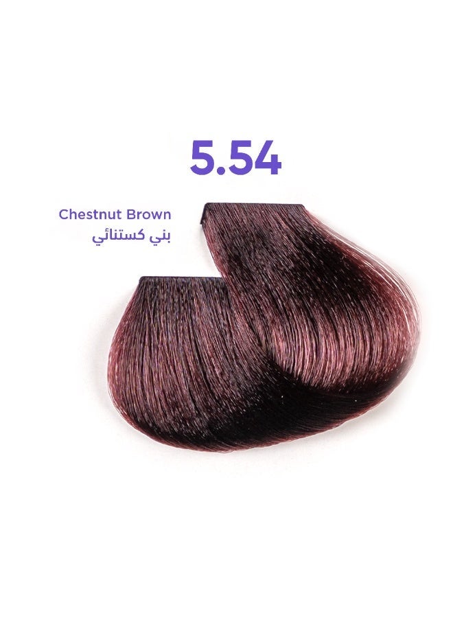 1B Hair Color Cream #5.54 Chestnut Brown – Permanent Warm Brown Hair Dye with Tress Tones Tyrosine Complex | 100ml | Rich Chestnut Pigment | Long-Lasting Radiant Color for Medium Brown Hair - Image 1