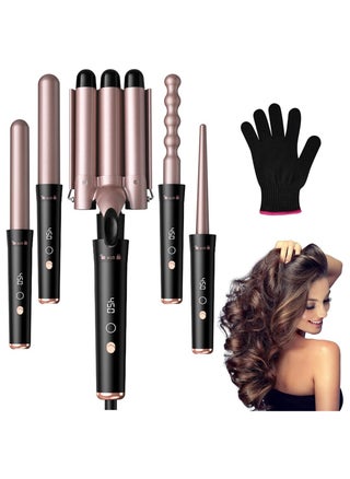5 in 1 Curling Wand Set Multi Curl, Hair Curler Curling Iron Set with 5 Interchangeable Ceramic Barrels, Instant Heat Up, Dual Voltage, Rose Gold - pzsku/Z15D7DE77CC85A47B49A6Z/45/1749878891/c1f58fc6-9456-4e16-8fae-719f2df394a1