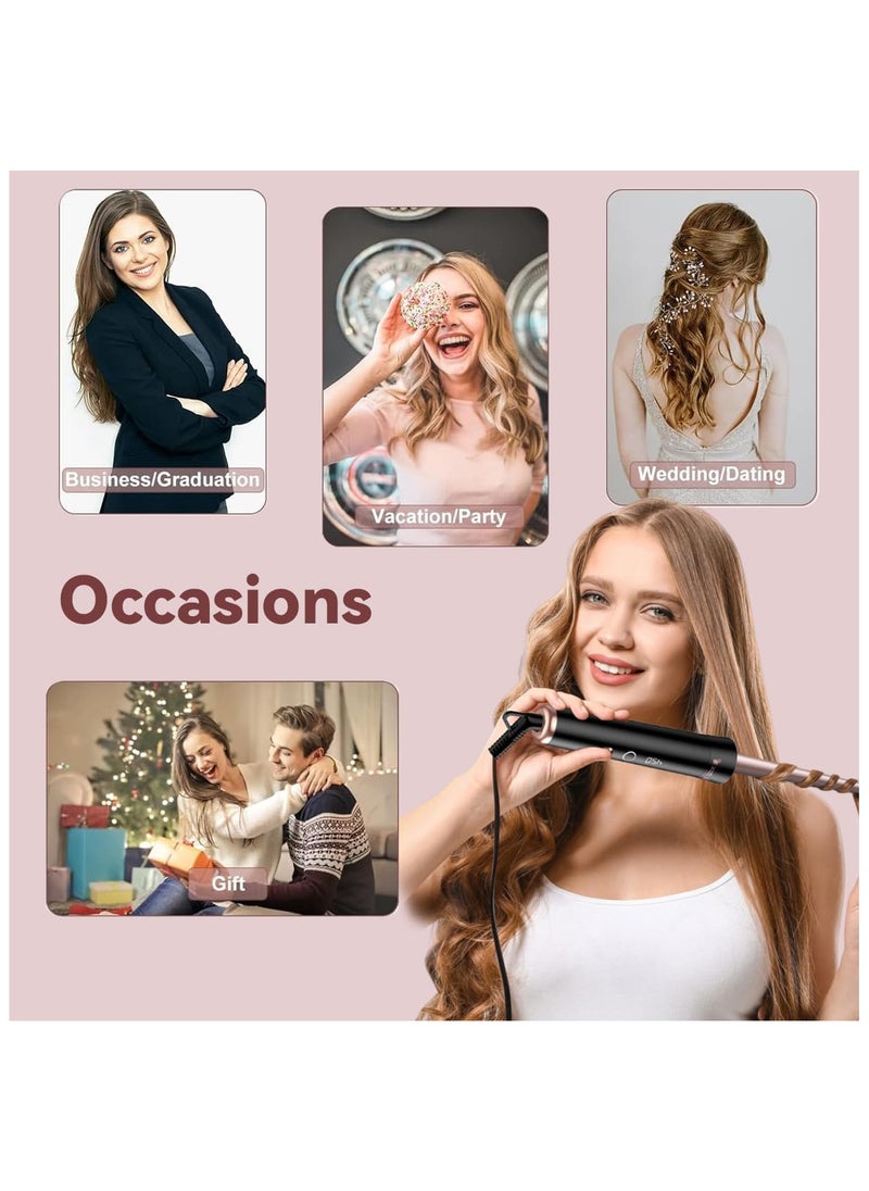 5 in 1 Curling Wand Set Multi Curl, Hair Curler Curling Iron Set with 5 Interchangeable Ceramic Barrels, Instant Heat Up, Dual Voltage, Rose Gold
