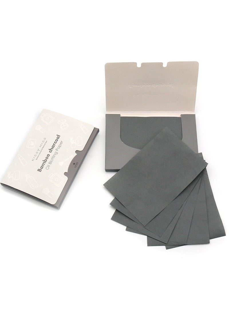 KISSY 200 Count Natural Bamboo Charcoal Blotting Papers Organic Facial Oil Absorbing Sheets for Oily Skin Care Daily Oil Control Linen Tissues - Image 1