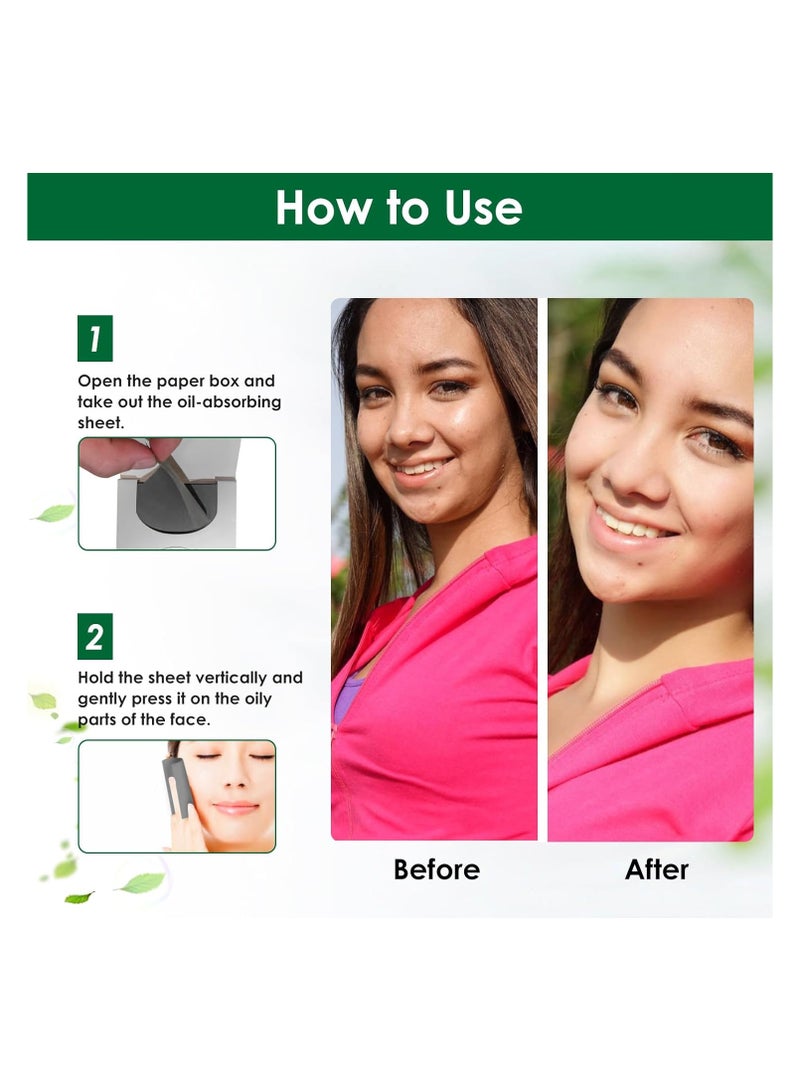 KISSY 200 Count Natural Bamboo Charcoal Blotting Papers Organic Facial Oil Absorbing Sheets for Oily Skin Care Daily Oil Control Linen Tissues - Image 4