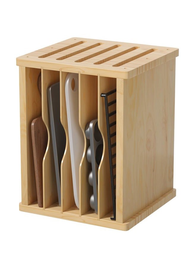 tonchean 6 Tier Wooden Tray Dividers for Cabinets, Kitchen Vertical Divider Organizer, Baking Tray Organizer for Storing Baking Sheets, Pans, Lids and Cutting Boards - Image 2