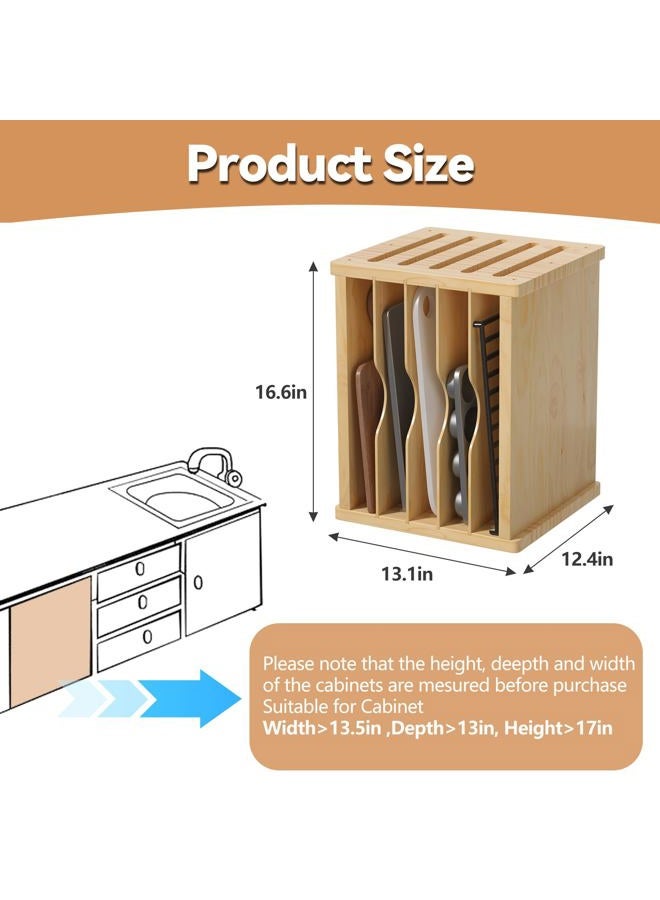 tonchean 6 Tier Wooden Tray Dividers for Cabinets, Kitchen Vertical Divider Organizer, Baking Tray Organizer for Storing Baking Sheets, Pans, Lids and Cutting Boards - Image 3