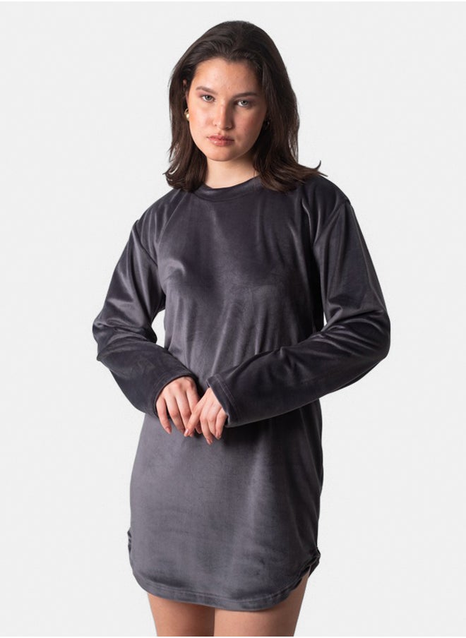SHECHICK Regular Fit Short Lounge Dress Dark Grey  - Image 1